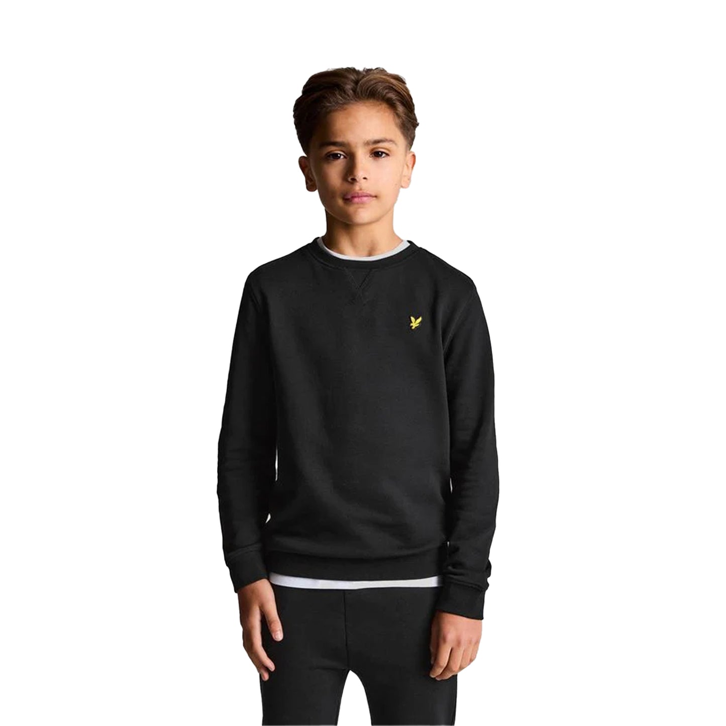 Black - Back - Lyle & Scott Childrens-Kids Cotton Crew Neck Sweatshirt