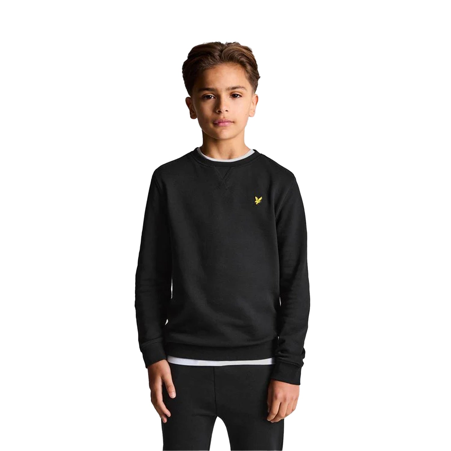 Black - Back - Lyle & Scott Childrens-Kids Cotton Crew Neck Sweatshirt