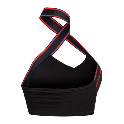 Grey - Back - Speedo Womens-Ladies Halter Neck Crop Top