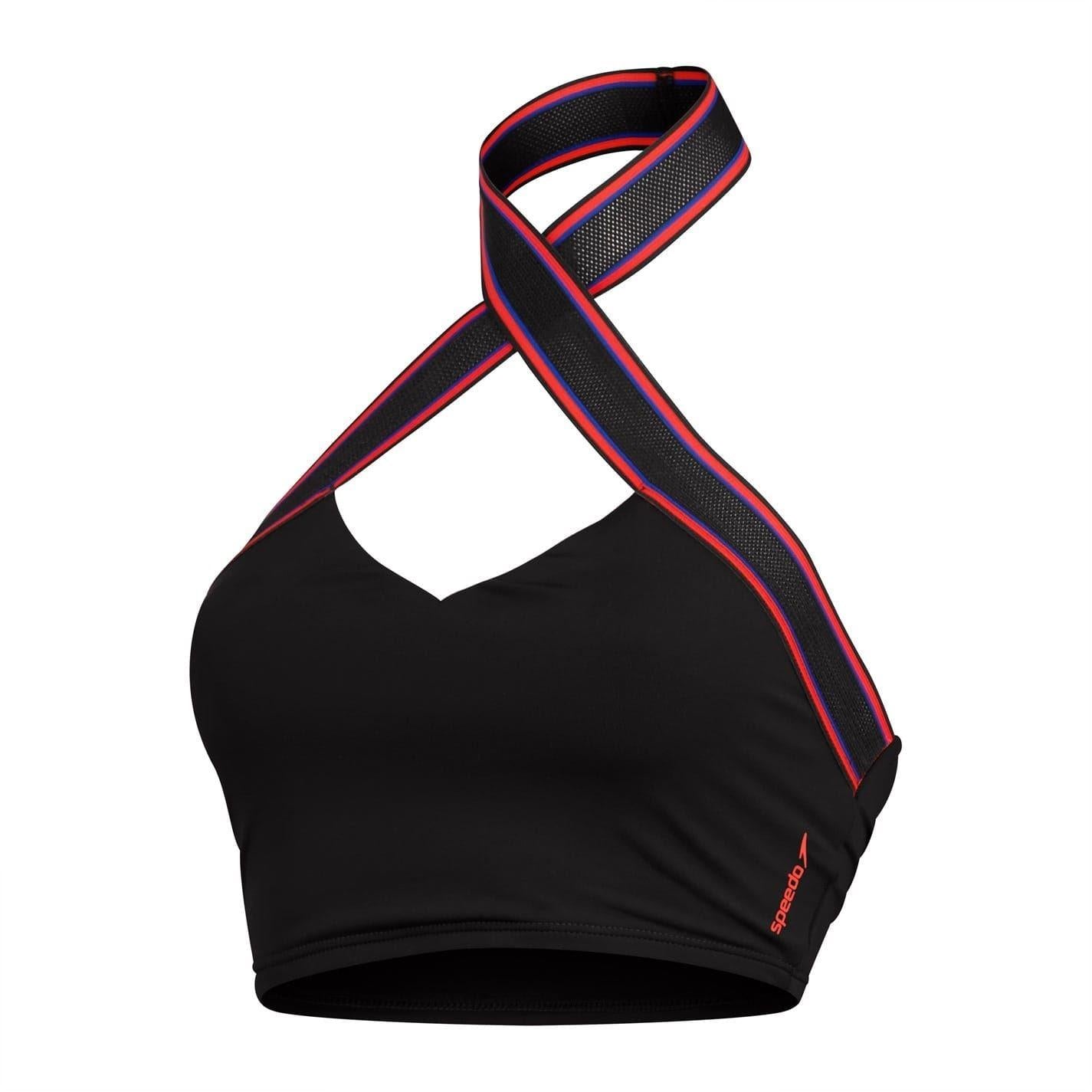 Grey - Front - Speedo Womens-Ladies Halter Neck Crop Top