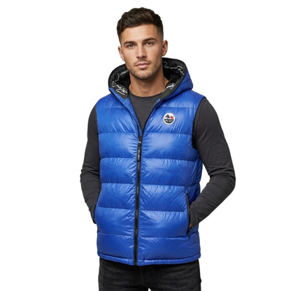 Blue - Side - Born Rich Mens Mateo Quilted Hooded Gilet