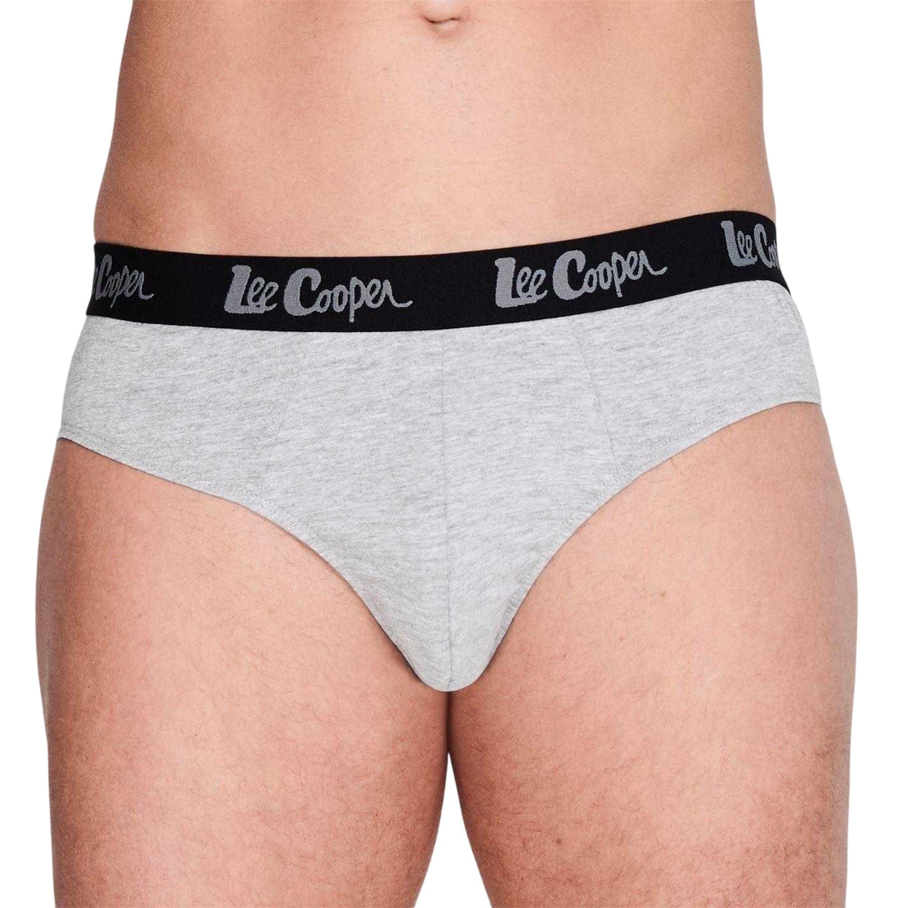 Black-Grey-Charcoal Marl - Side - Lee Cooper Mens Comfort Briefs (Pack of 5)