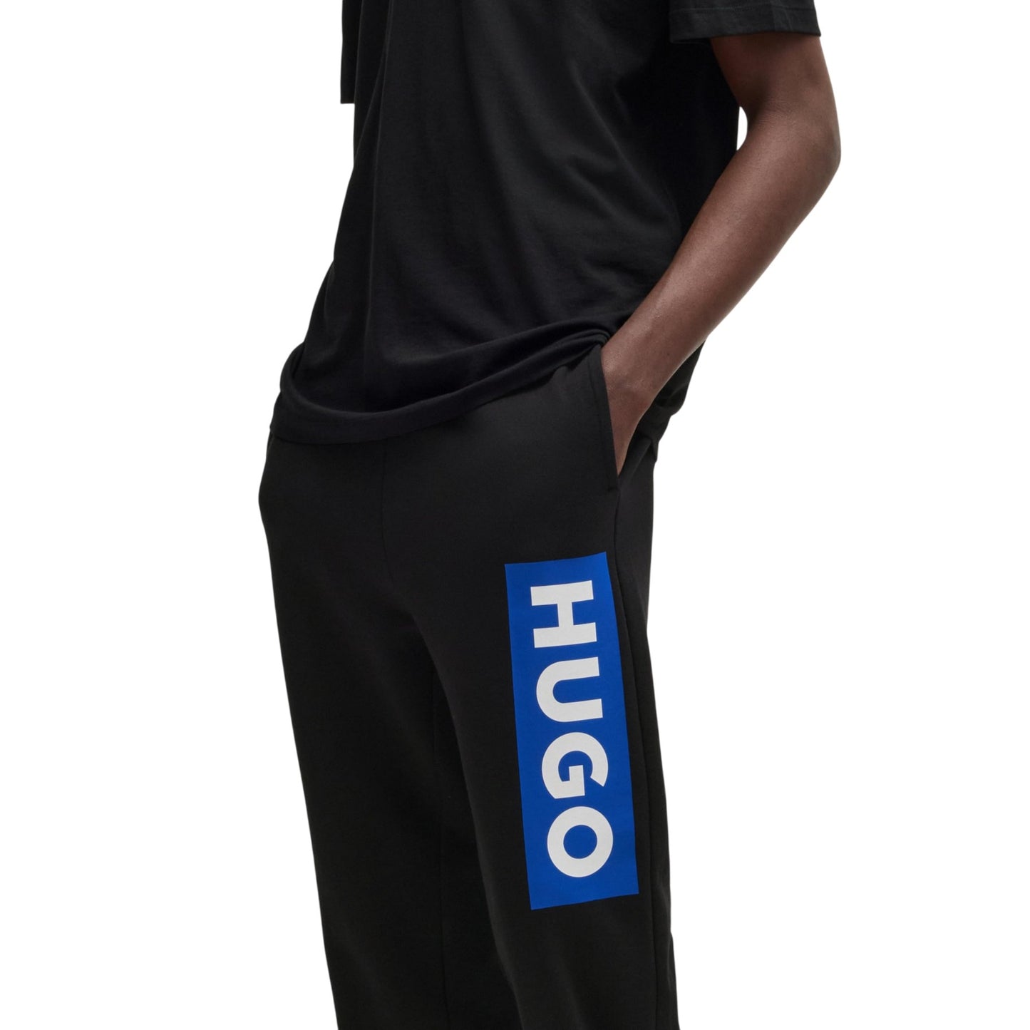 Black - Side - Boss Mens Nuram Logo Cuffed Jogging Bottoms