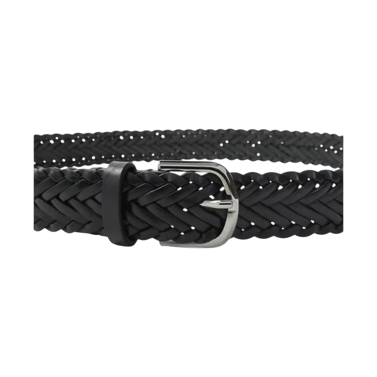 Black - Side - Osprey Mens Dean Plaited Leather Belt
