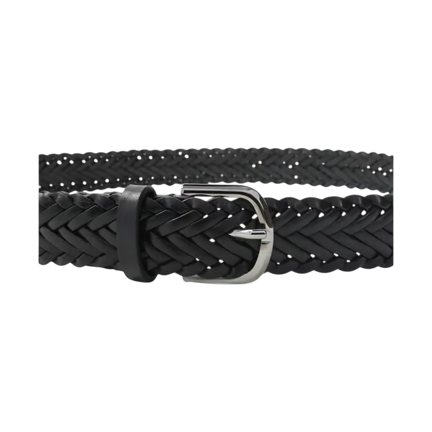 Black - Side - Osprey Mens Dean Plaited Leather Belt