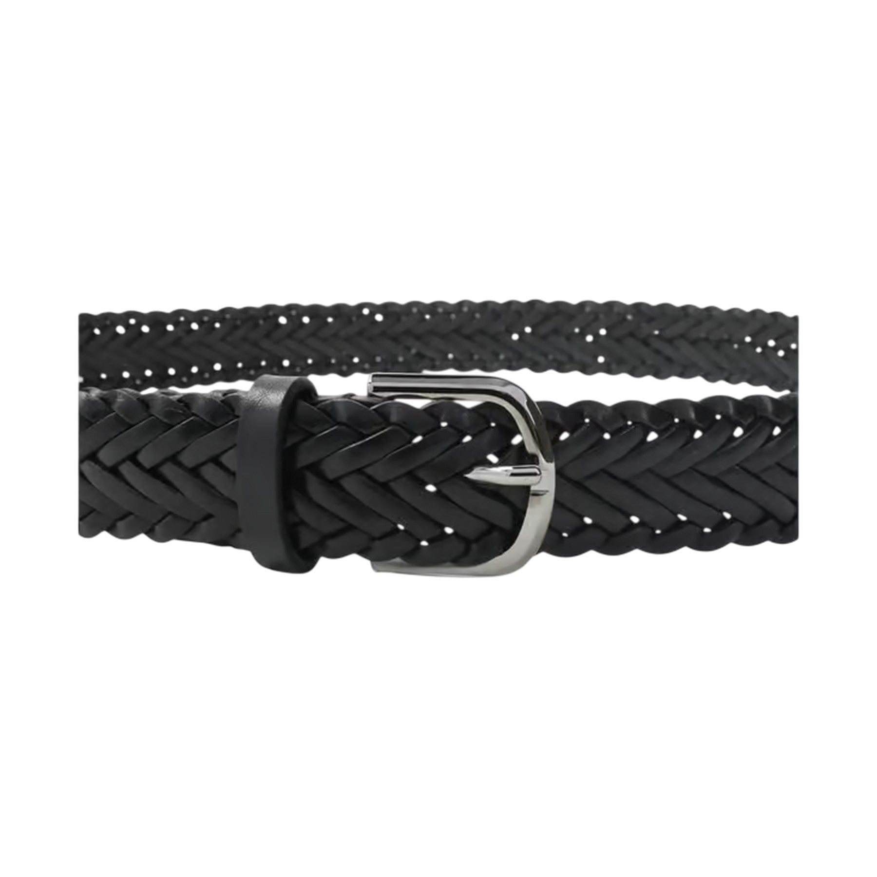 Black - Side - Osprey Mens Dean Plaited Leather Belt