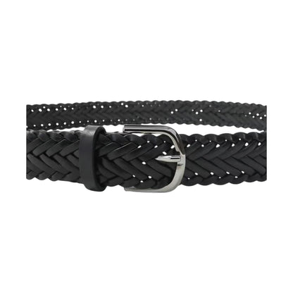 Black - Side - Osprey Mens Dean Plaited Leather Belt