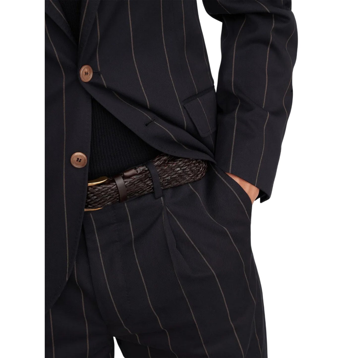 Chocolate - Back - Osprey Mens Dean Plaited Leather Belt
