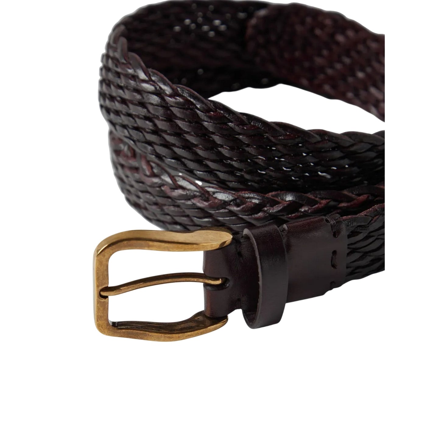 Chocolate - Side - Osprey Mens Dean Plaited Leather Belt