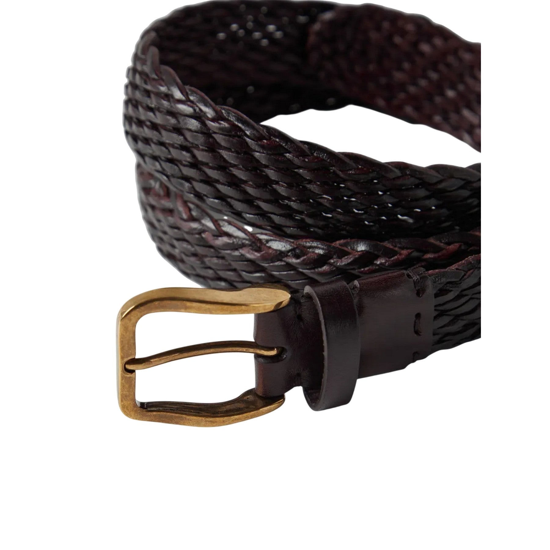 Chocolate - Side - Osprey Mens Dean Plaited Leather Belt