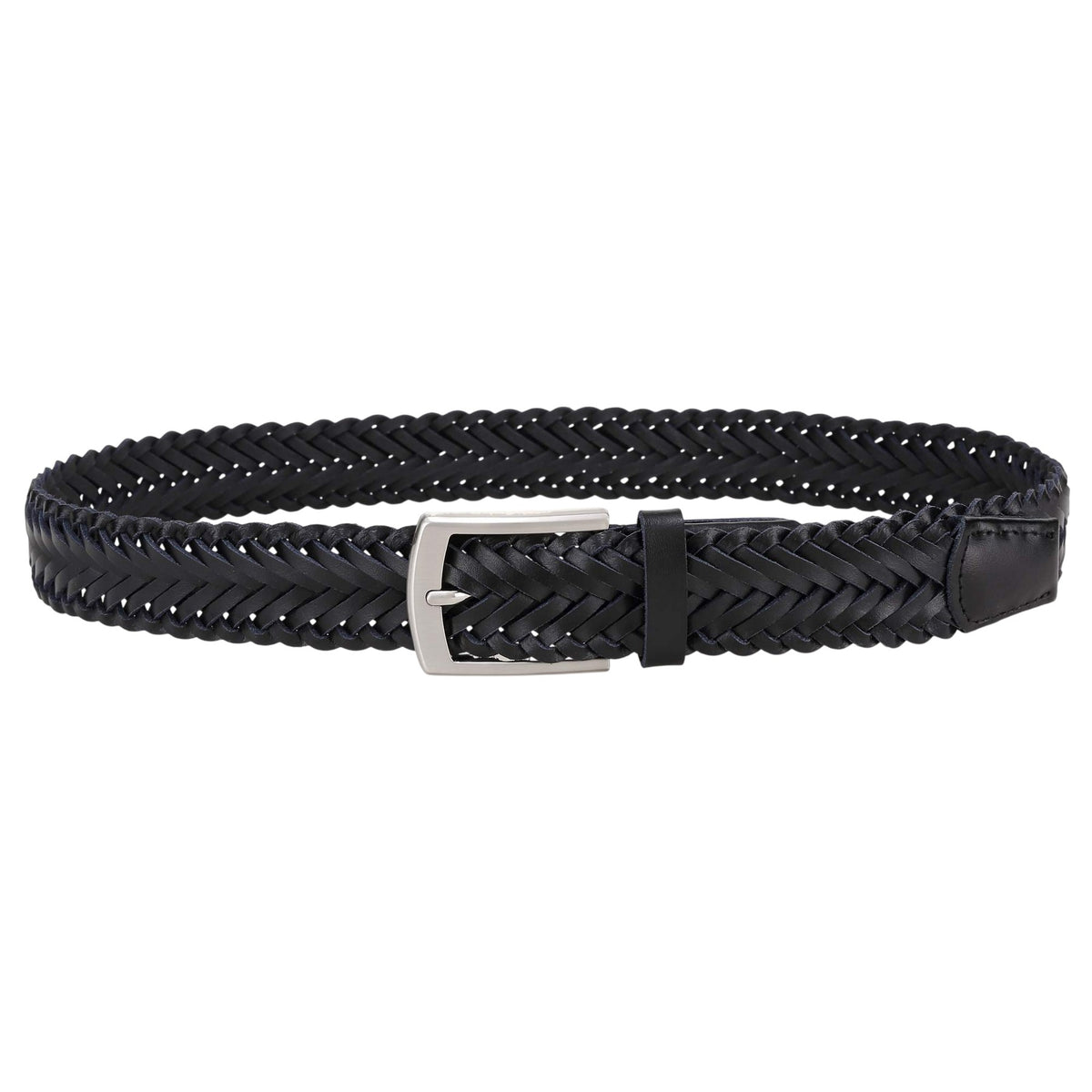 Black - Front - Osprey Mens Dean Plaited Leather Belt