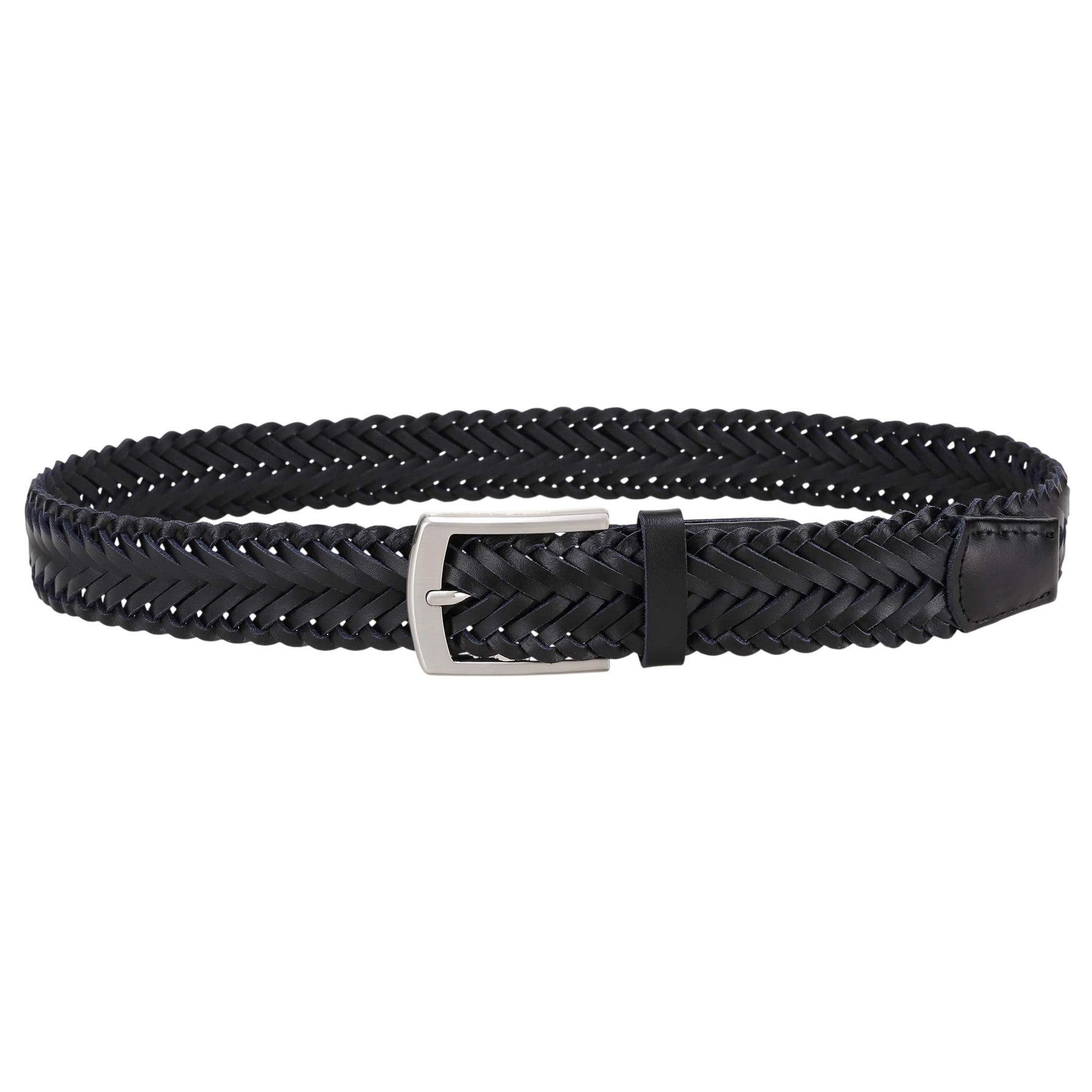 Black - Front - Osprey Mens Dean Plaited Leather Belt