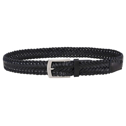 Black - Front - Osprey Mens Dean Plaited Leather Belt