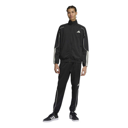 Black-Off White - Side - Adidas Mens Stadium 3 Stripes Funnel Neck Tracksuit