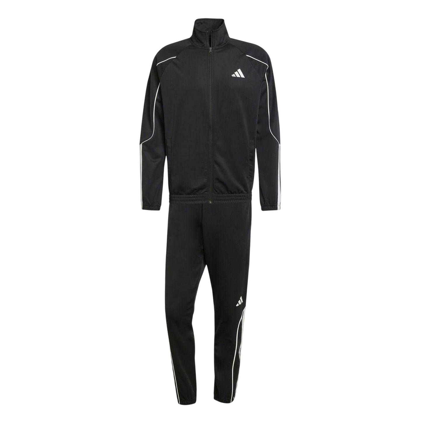 Black-Off White - Front - Adidas Mens Stadium 3 Stripes Funnel Neck Tracksuit
