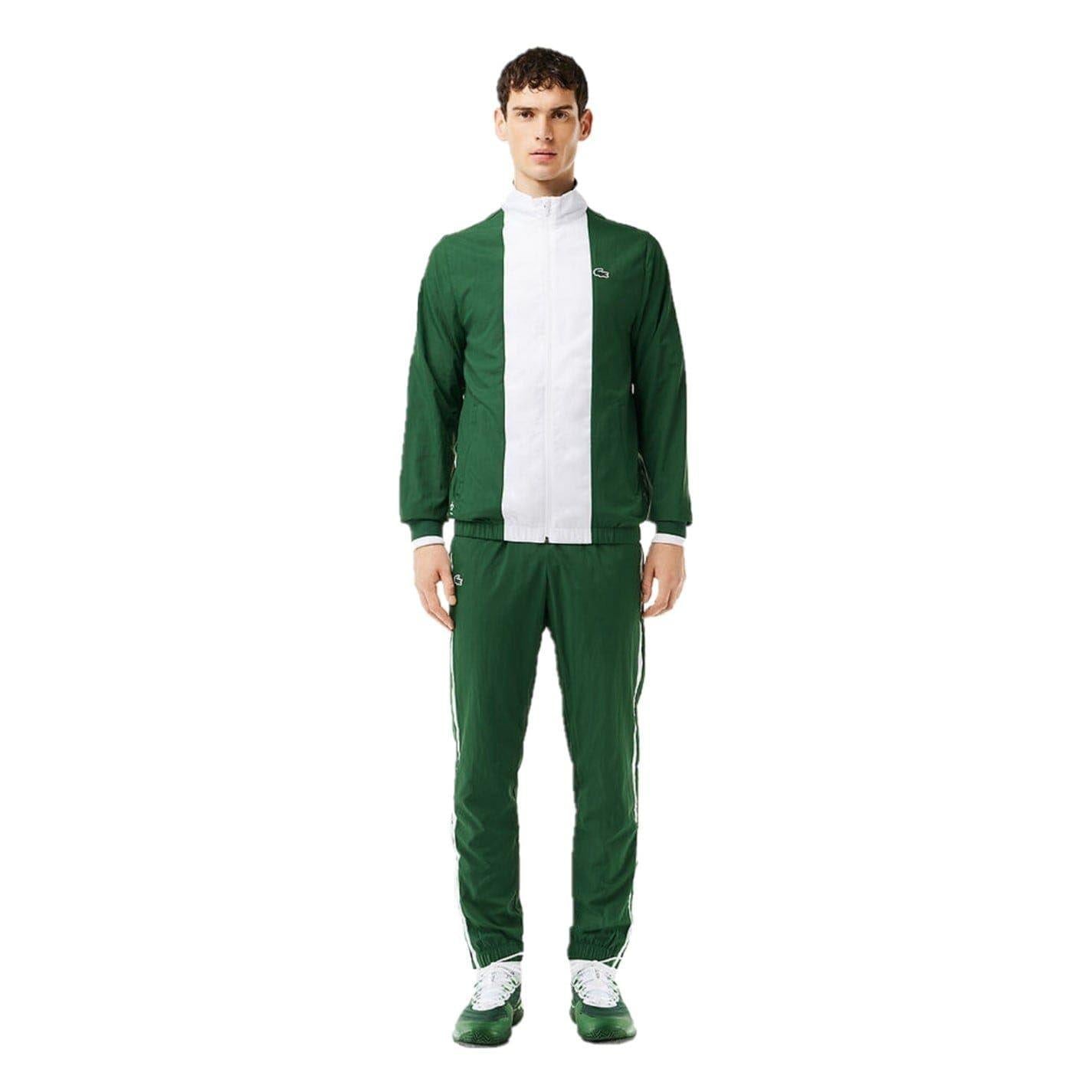 Green-White - Front - Lacoste Mens Daniil Medvedev Zip Neck Tracksuit