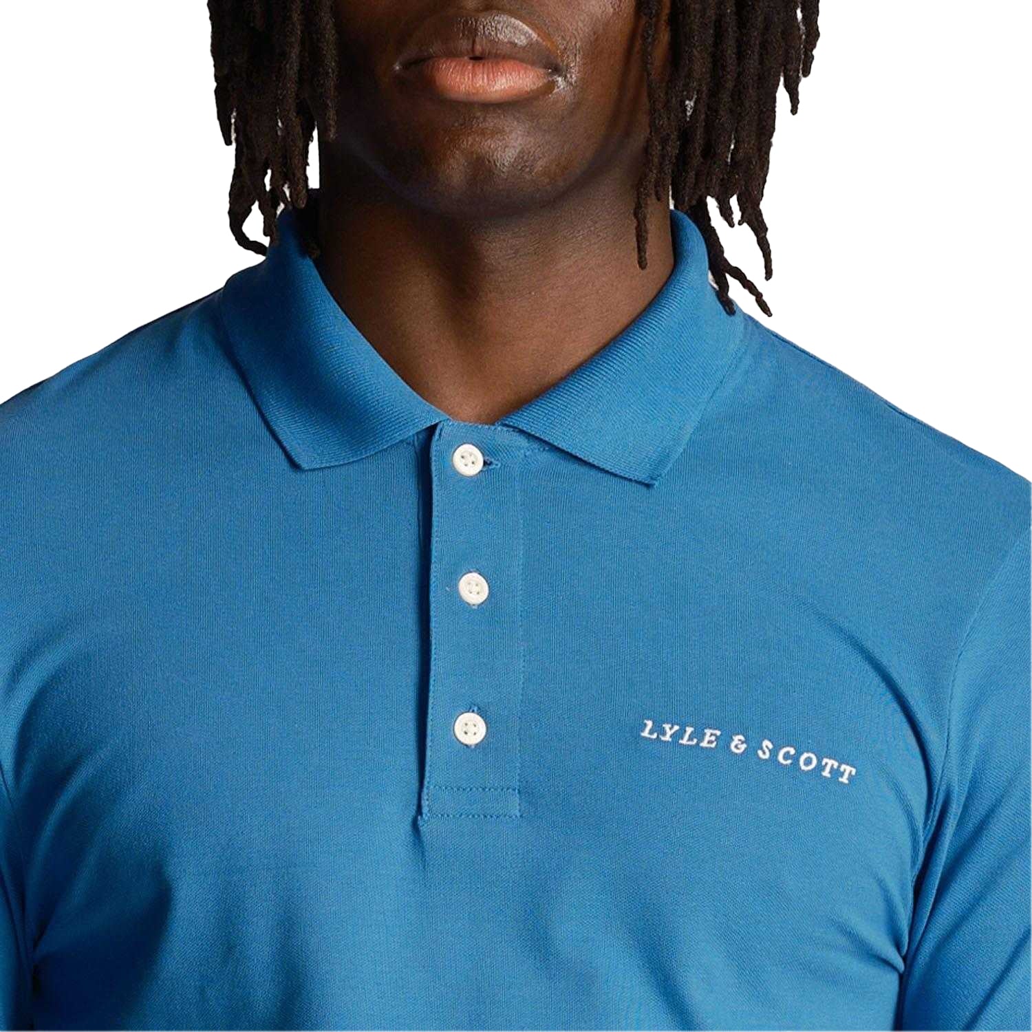 Blue - Side - Lyle & Scott Mens Embroidered Polo Shirt