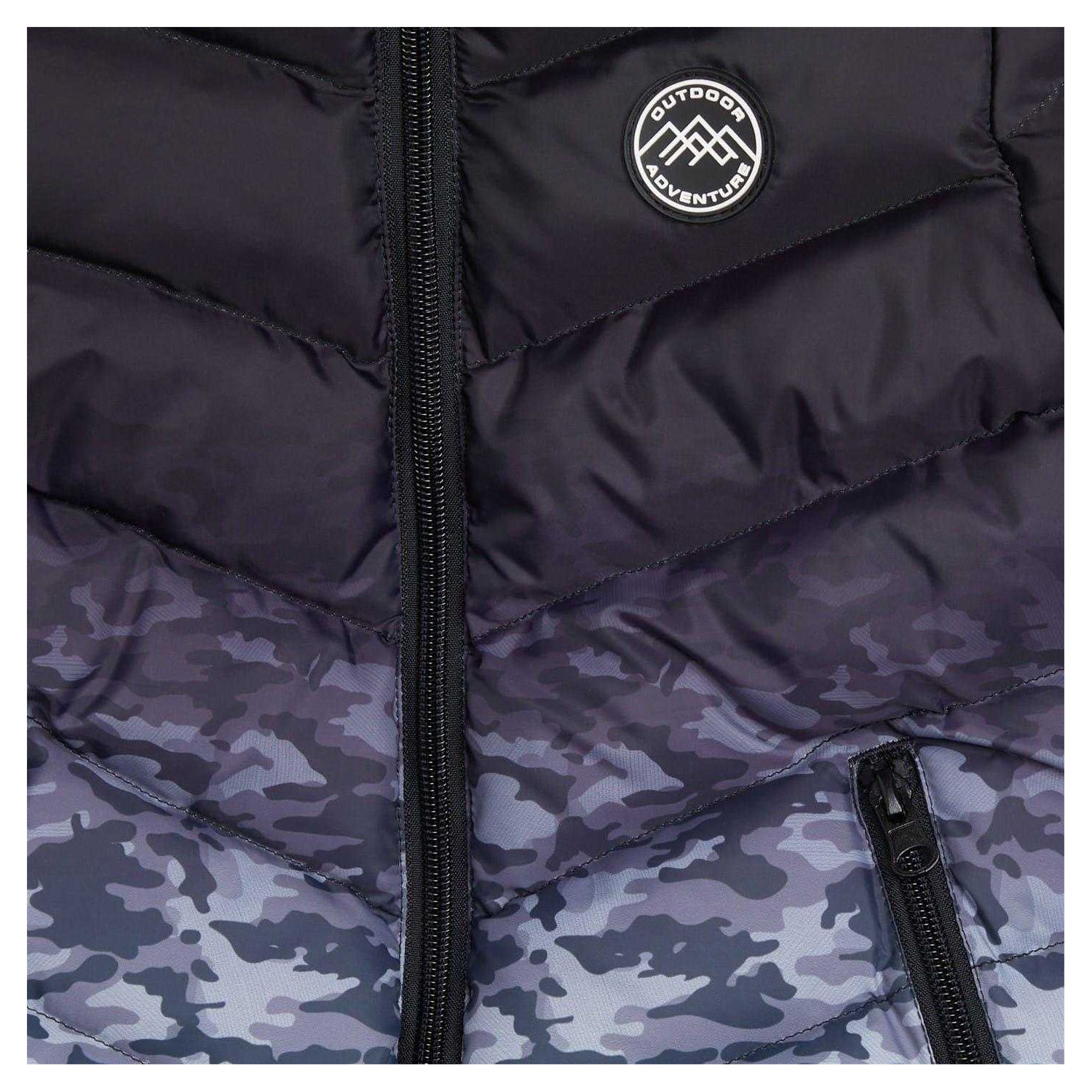 Black Camo - Side - Firetrap Childrens-Kids Ombre Puffer Jacket