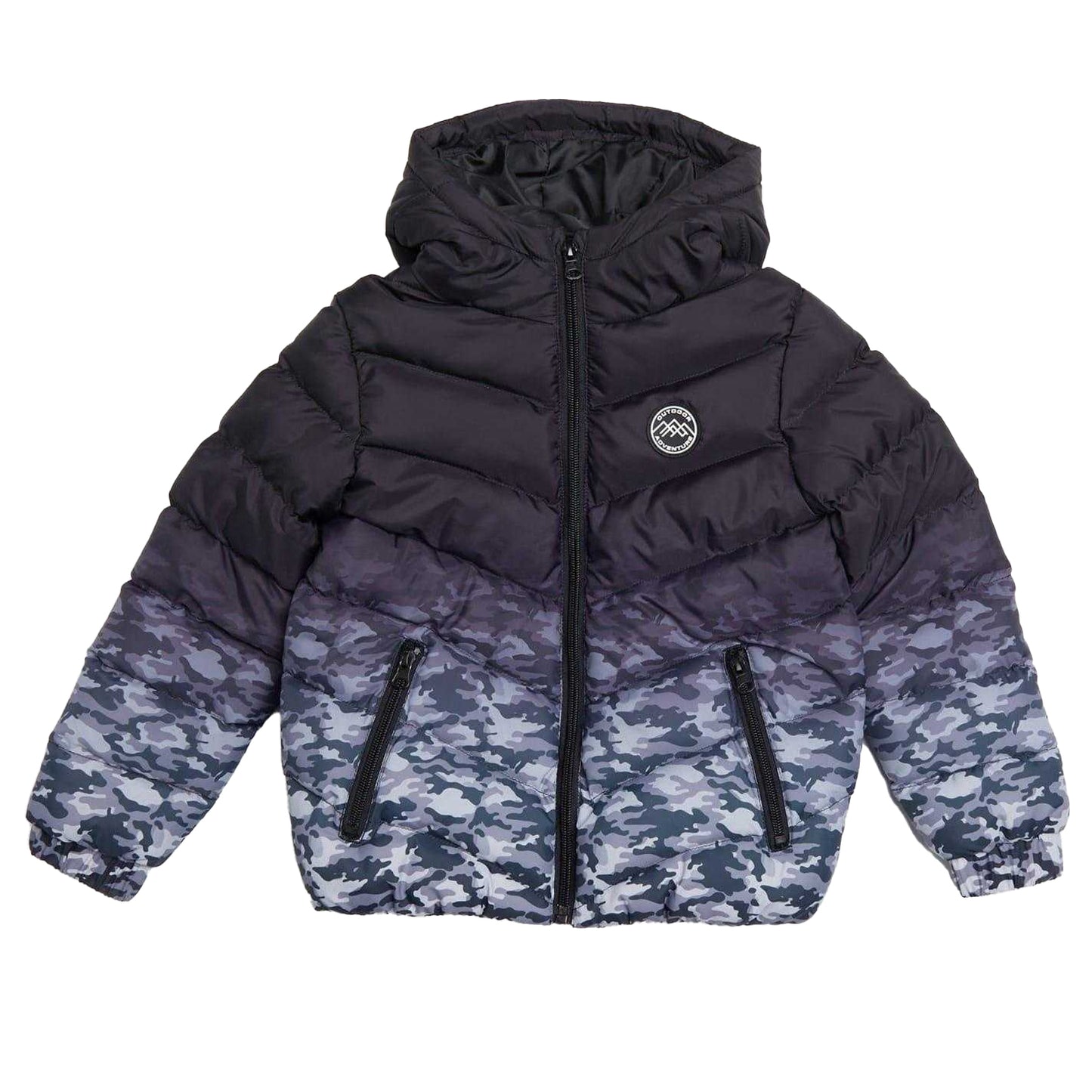 Black Camo - Front - Firetrap Childrens-Kids Ombre Puffer Jacket