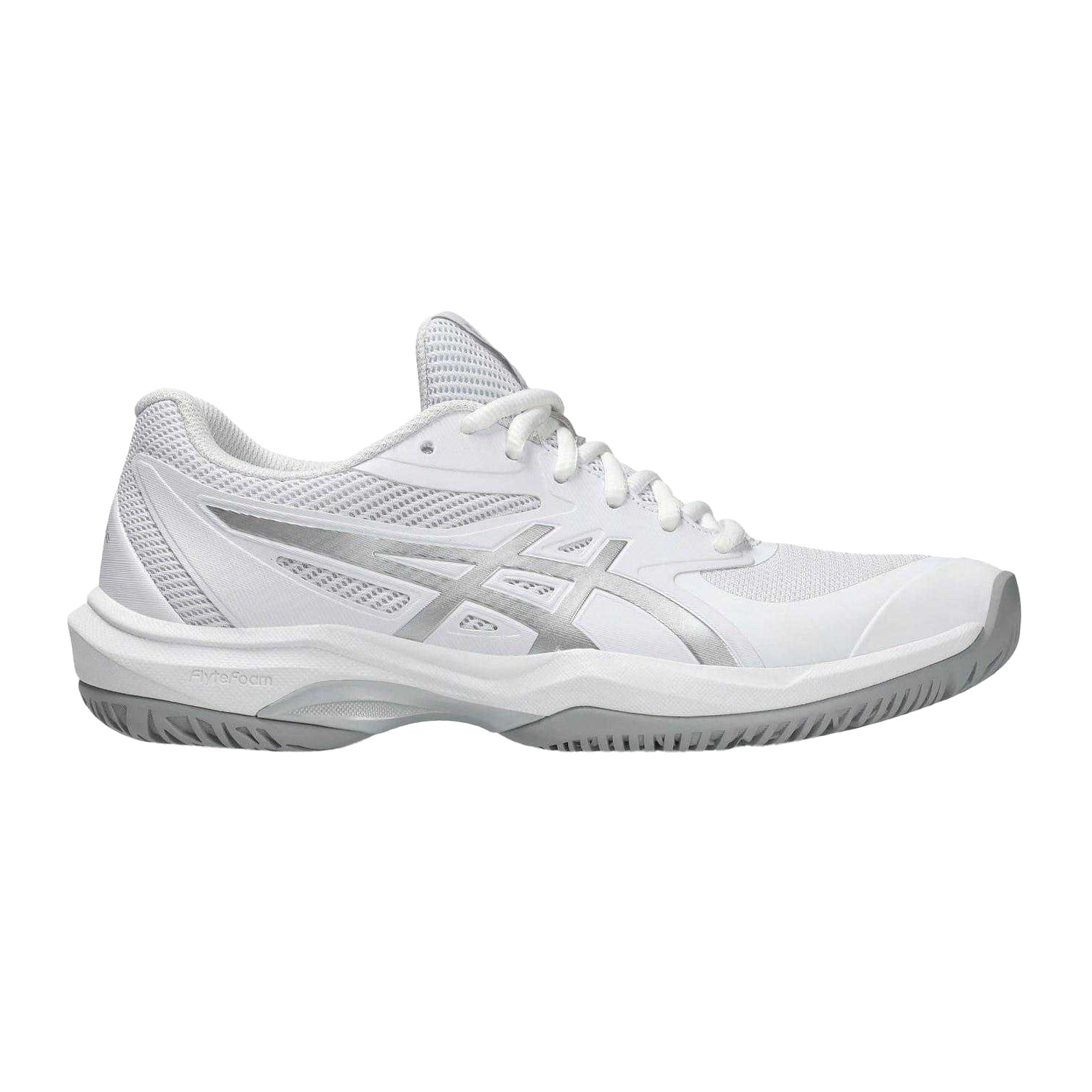 White-Silver - Front - Asics Womens-Ladies Game Tennis Shoes