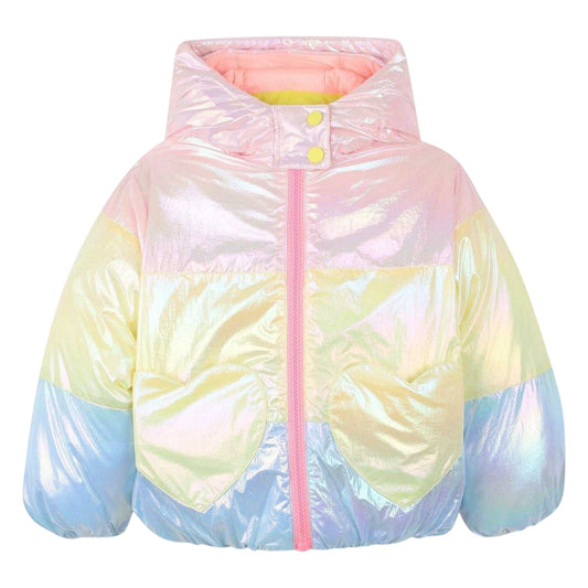 Multicoloured - Front - Billieblush Childrens-Kids Colour Block Regular Puffer Jacket