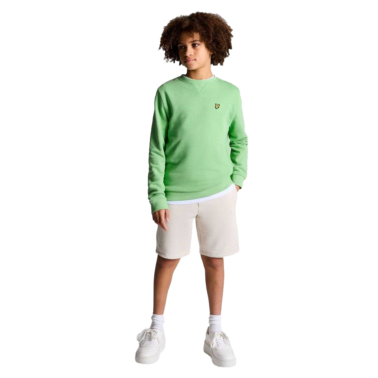 Green - Side - Lyle & Scott Childrens-Kids Crew Neck Sweatshirt