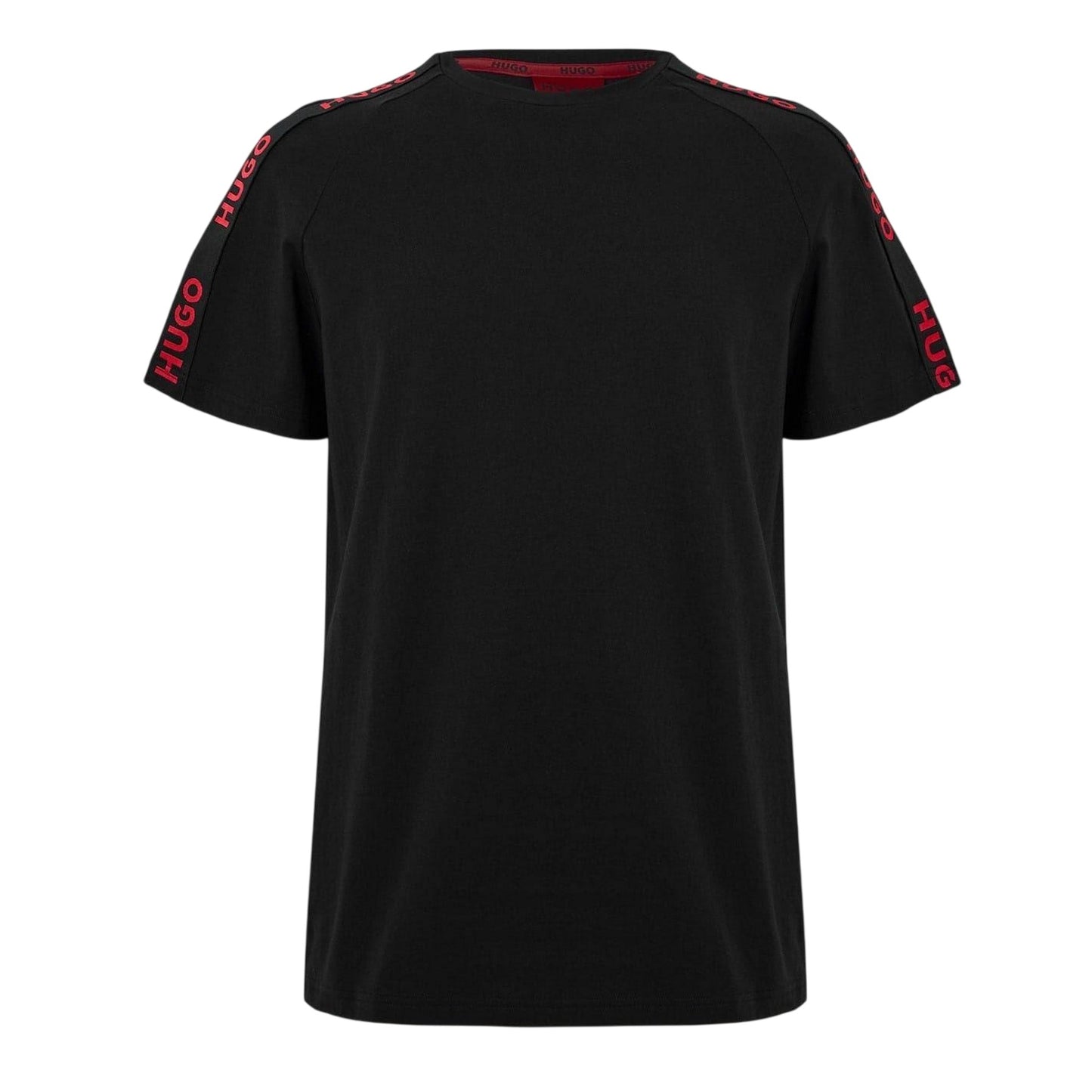 Black - Front - Hugo Mens Logo Taped T-Shirt