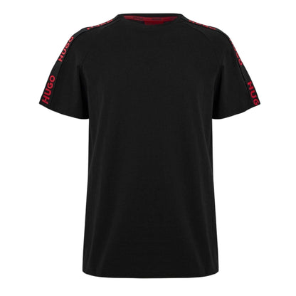 Black - Front - Hugo Mens Logo Taped T-Shirt