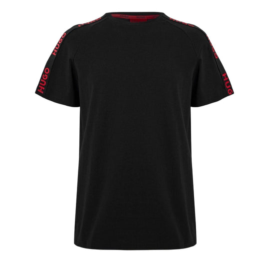 Black - Front - Hugo Mens Logo Taped T-Shirt