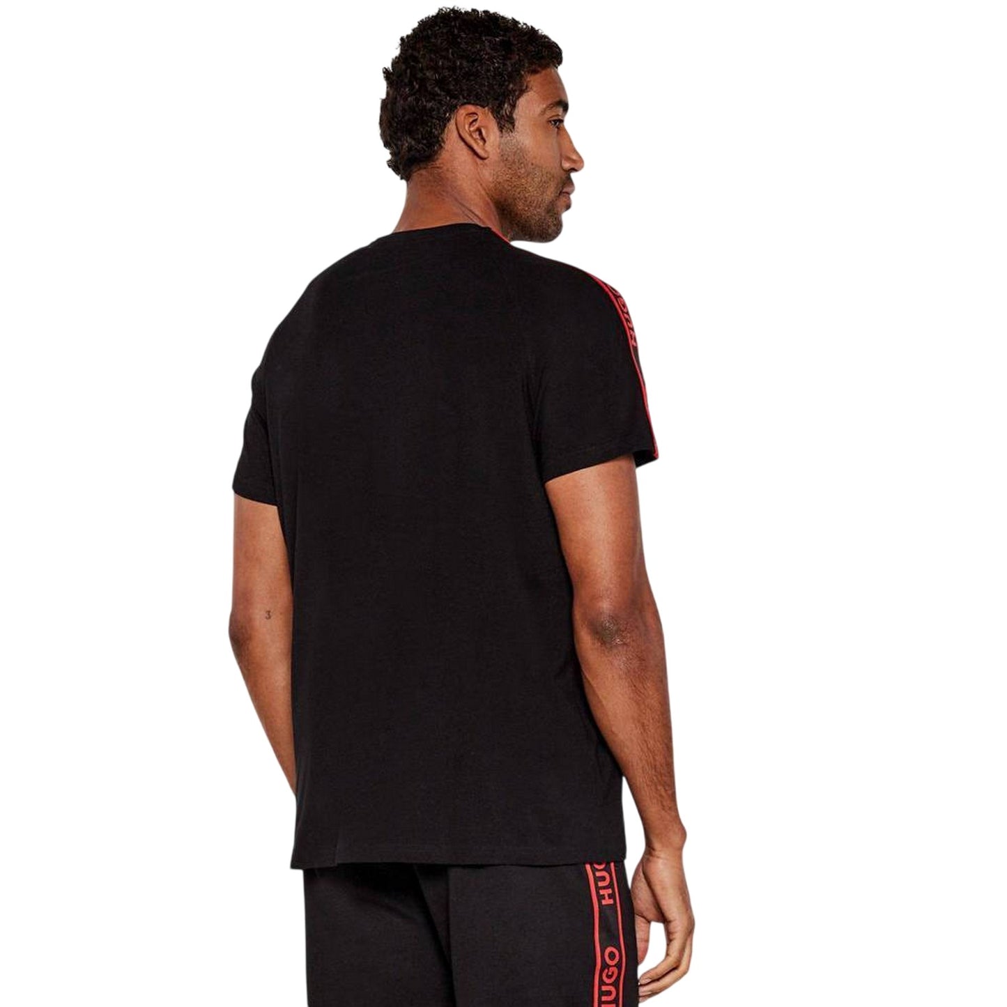 Black - Back - Hugo Mens Logo Taped T-Shirt