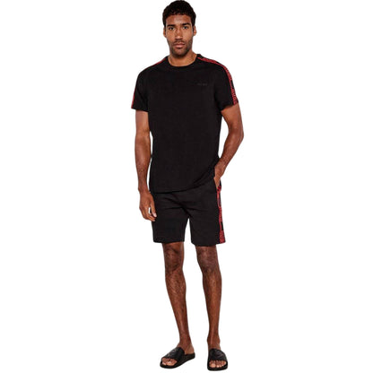 Black - Side - Hugo Mens Logo Taped T-Shirt