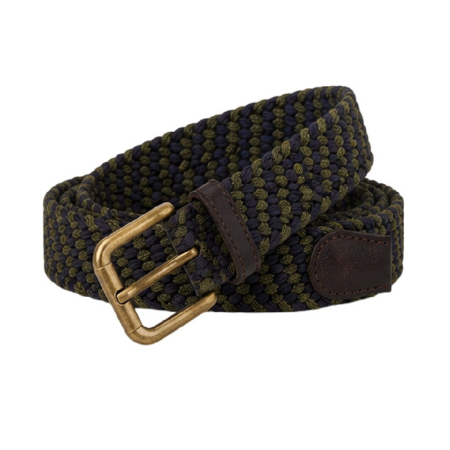 Green-Navy - Side - Osprey Mens Warren Woven Leather Trim Belt