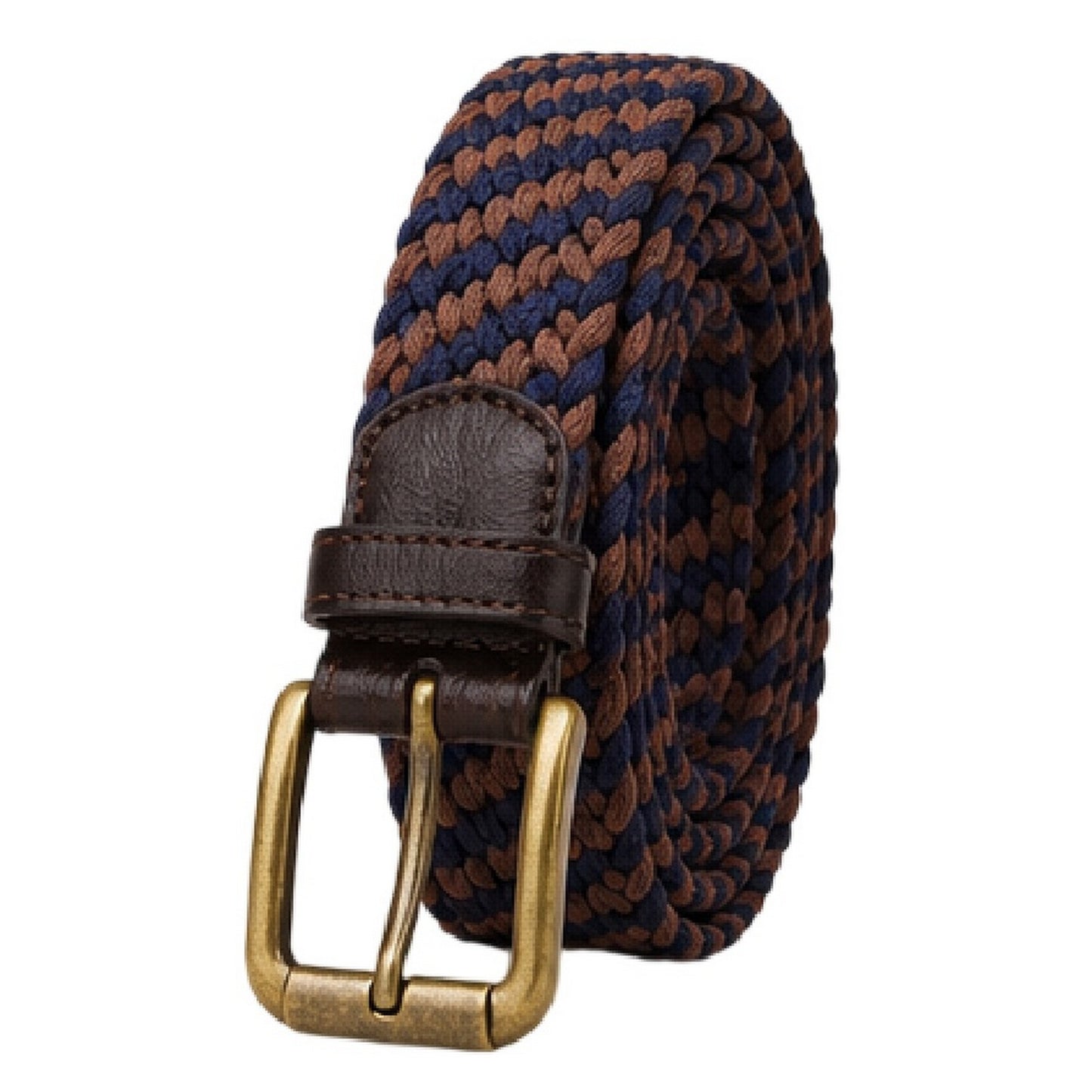 Brown-Black - Back - Osprey Mens Warren Woven Leather Trim Belt
