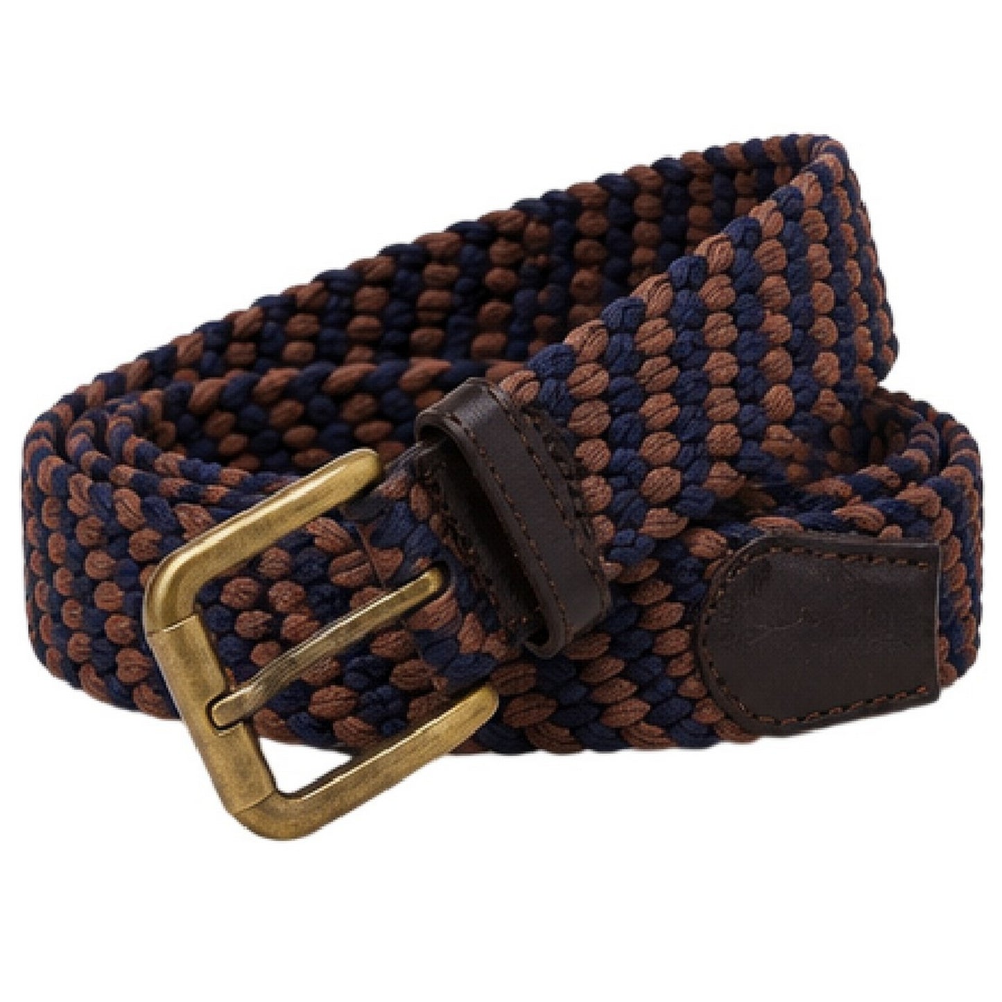 Brown-Black - Side - Osprey Mens Warren Woven Leather Trim Belt