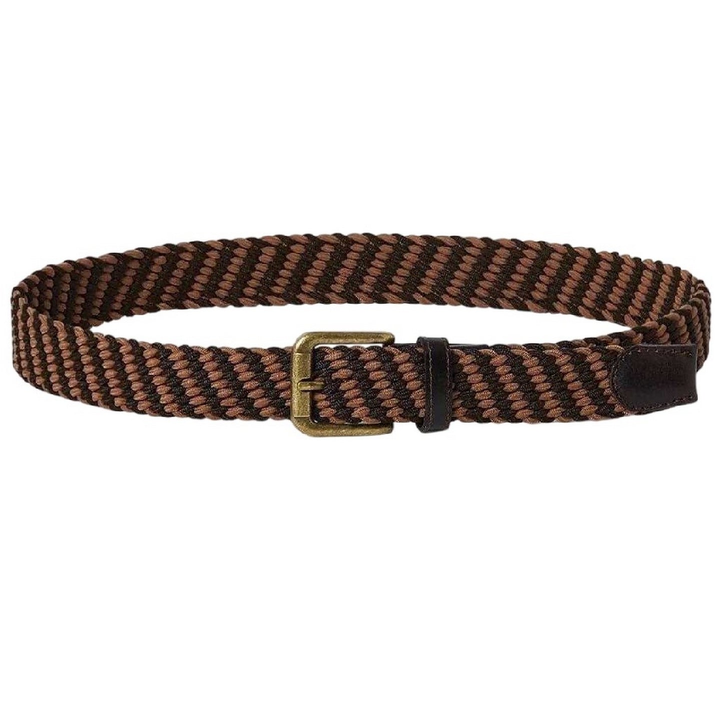Brown-Tan - Front - Osprey Mens Warren Woven Leather Trim Belt