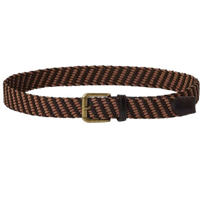 Brown-Tan - Front - Osprey Mens Warren Woven Leather Trim Belt