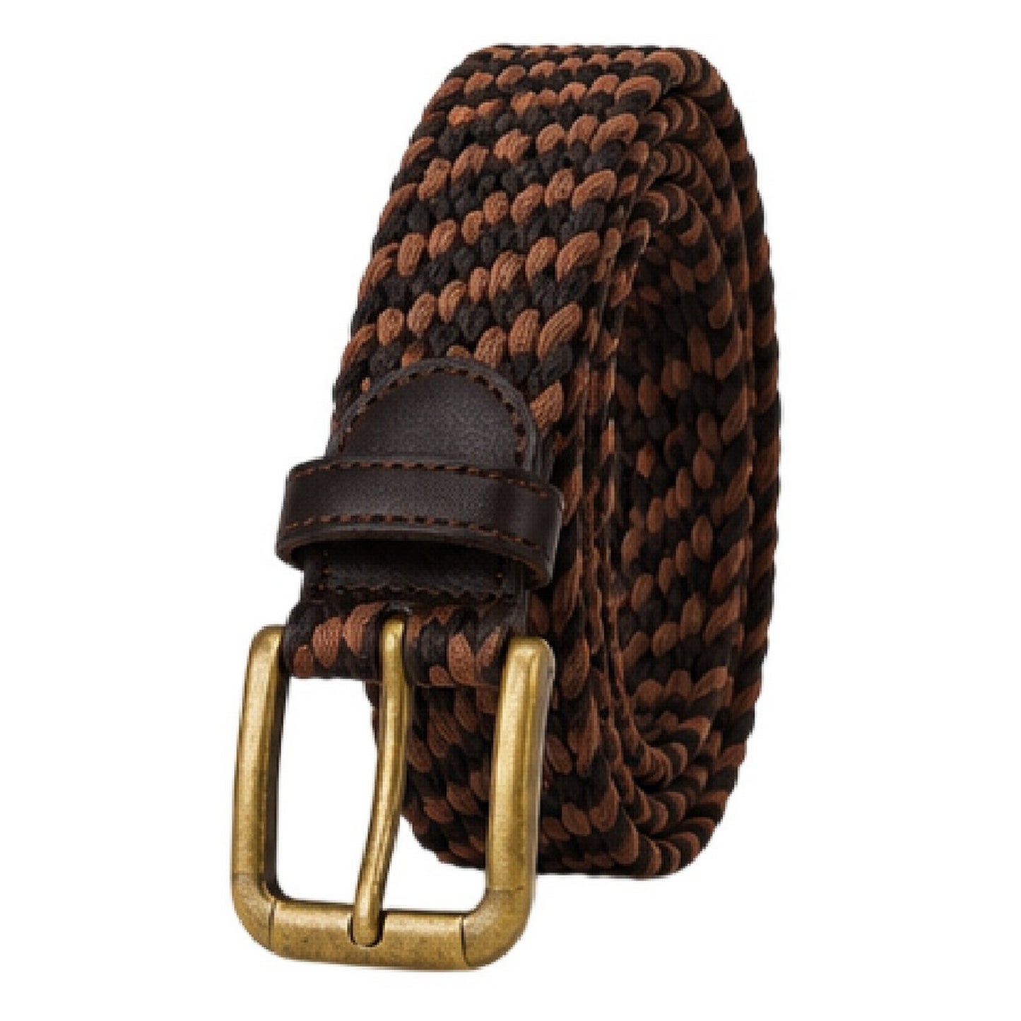 Brown-Tan - Back - Osprey Mens Warren Woven Leather Trim Belt