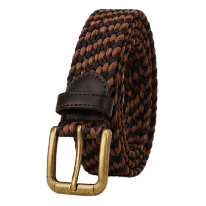 Brown-Tan - Back - Osprey Mens Warren Woven Leather Trim Belt
