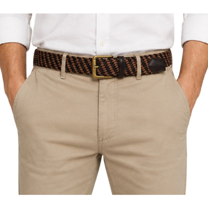 Brown-Tan - Lifestyle - Osprey Mens Warren Woven Leather Trim Belt