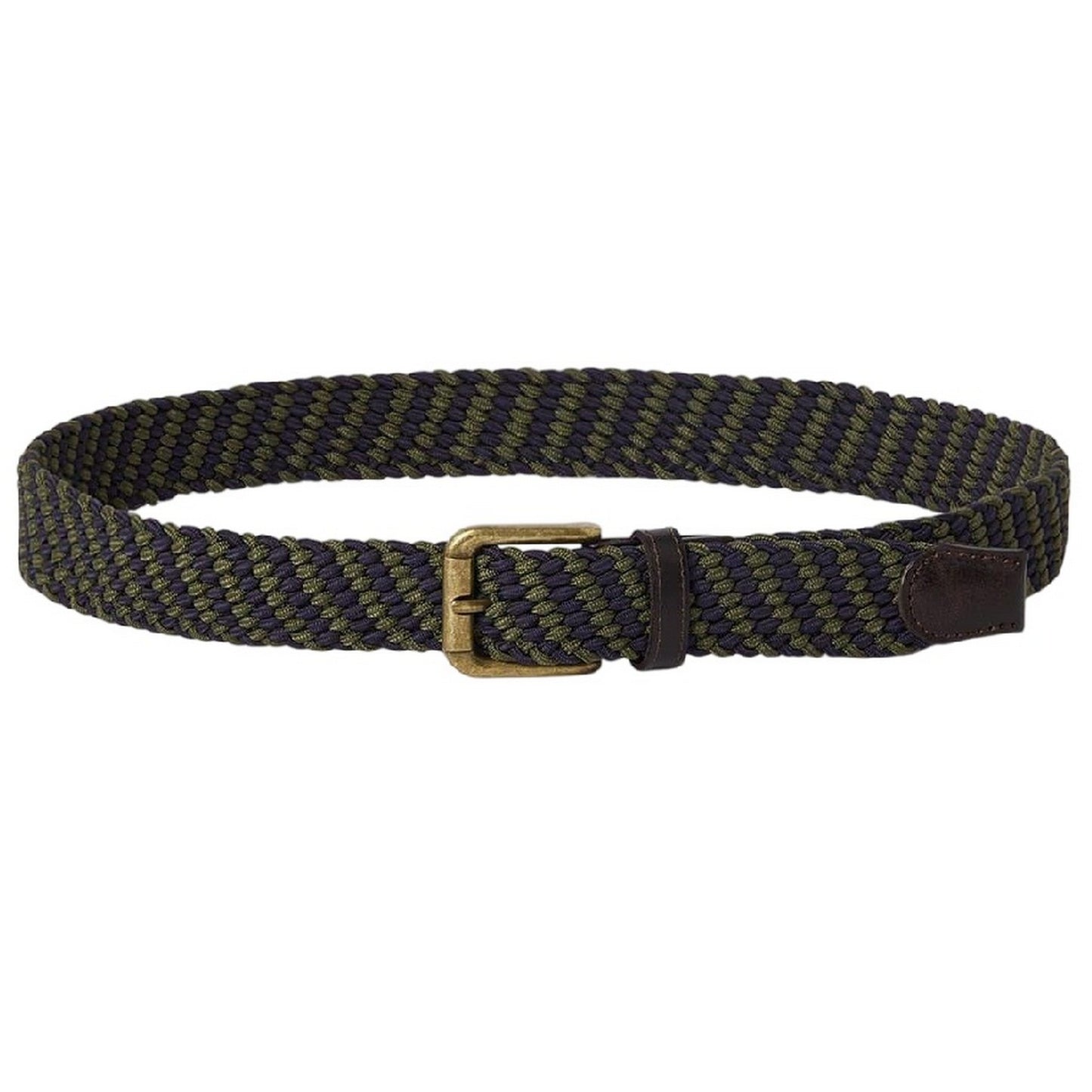 Green-Navy - Front - Osprey Mens Warren Woven Leather Trim Belt