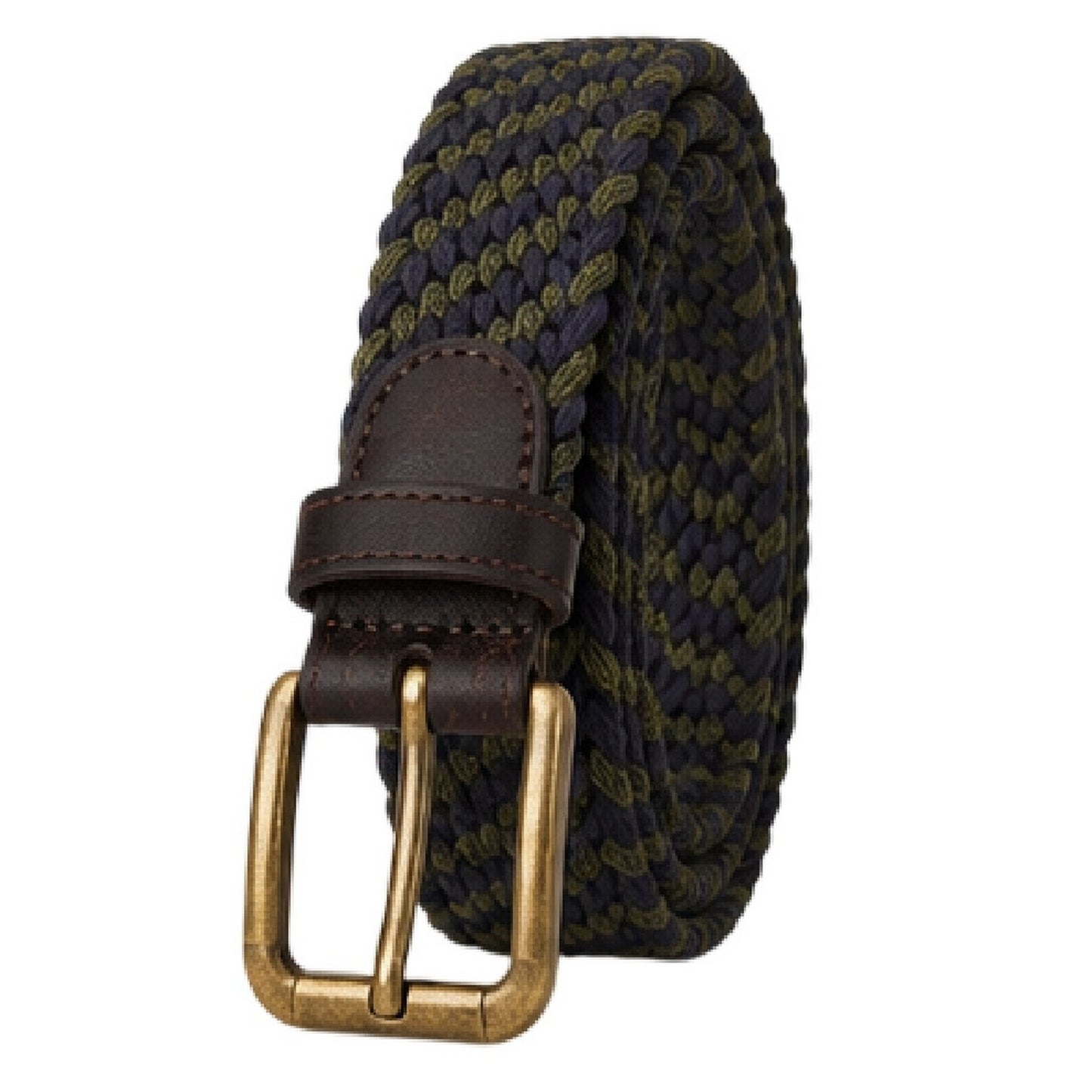 Green-Navy - Back - Osprey Mens Warren Woven Leather Trim Belt