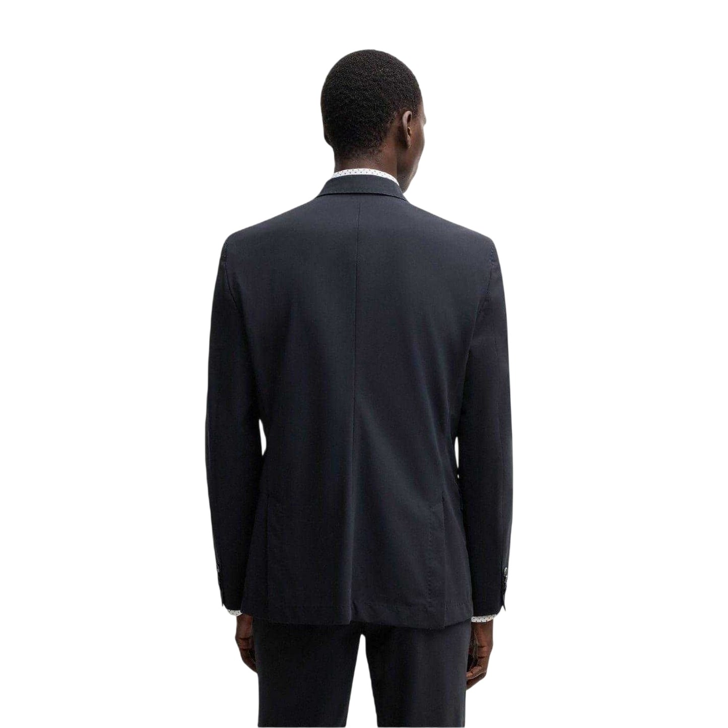 Dark Blue - Back - Boss Mens Solid Chest Pocket Suit Jacket