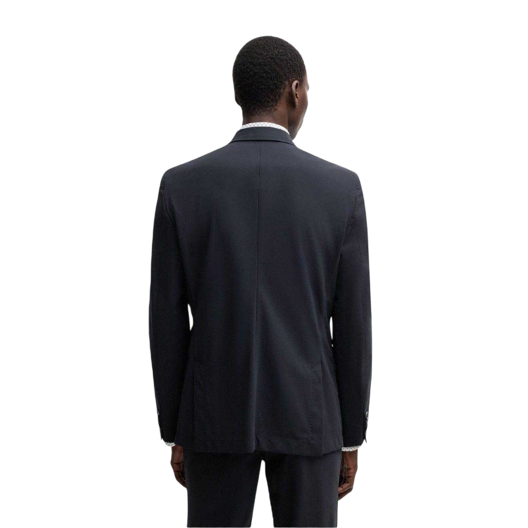 Dark Blue - Back - Boss Mens Solid Chest Pocket Suit Jacket
