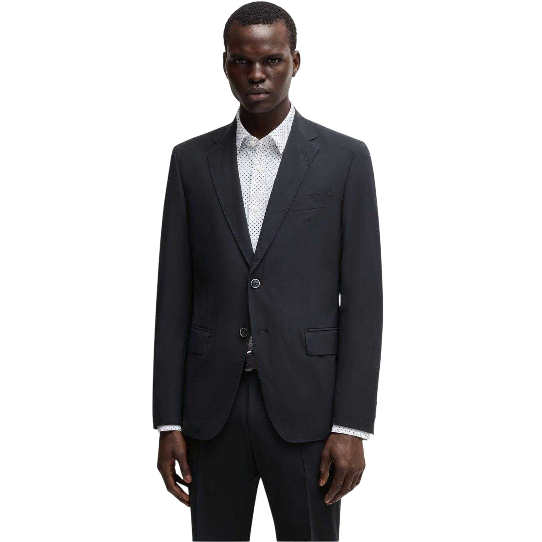 Dark Blue - Side - Boss Mens Solid Chest Pocket Suit Jacket
