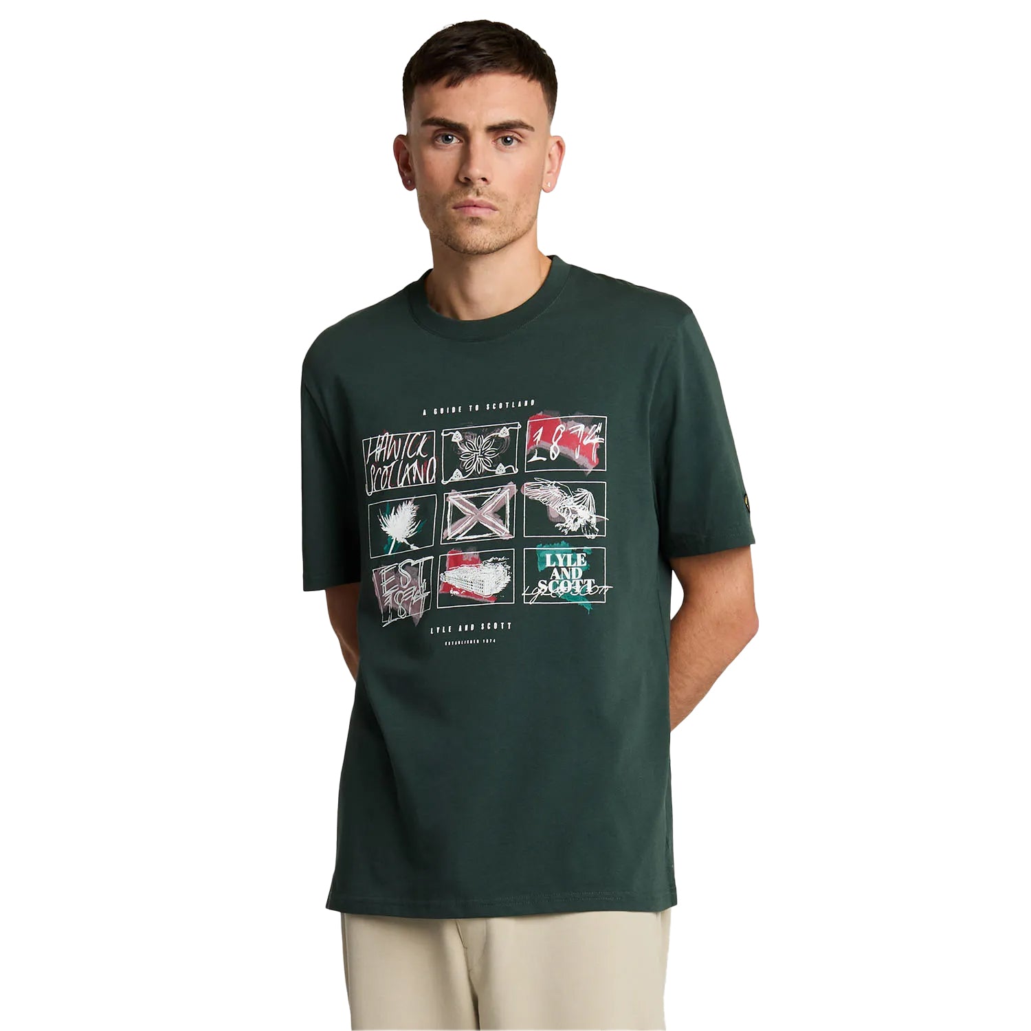 Green - Lifestyle - Lyle & Scott Mens A Guide To Scotland Graphic T-Shirt