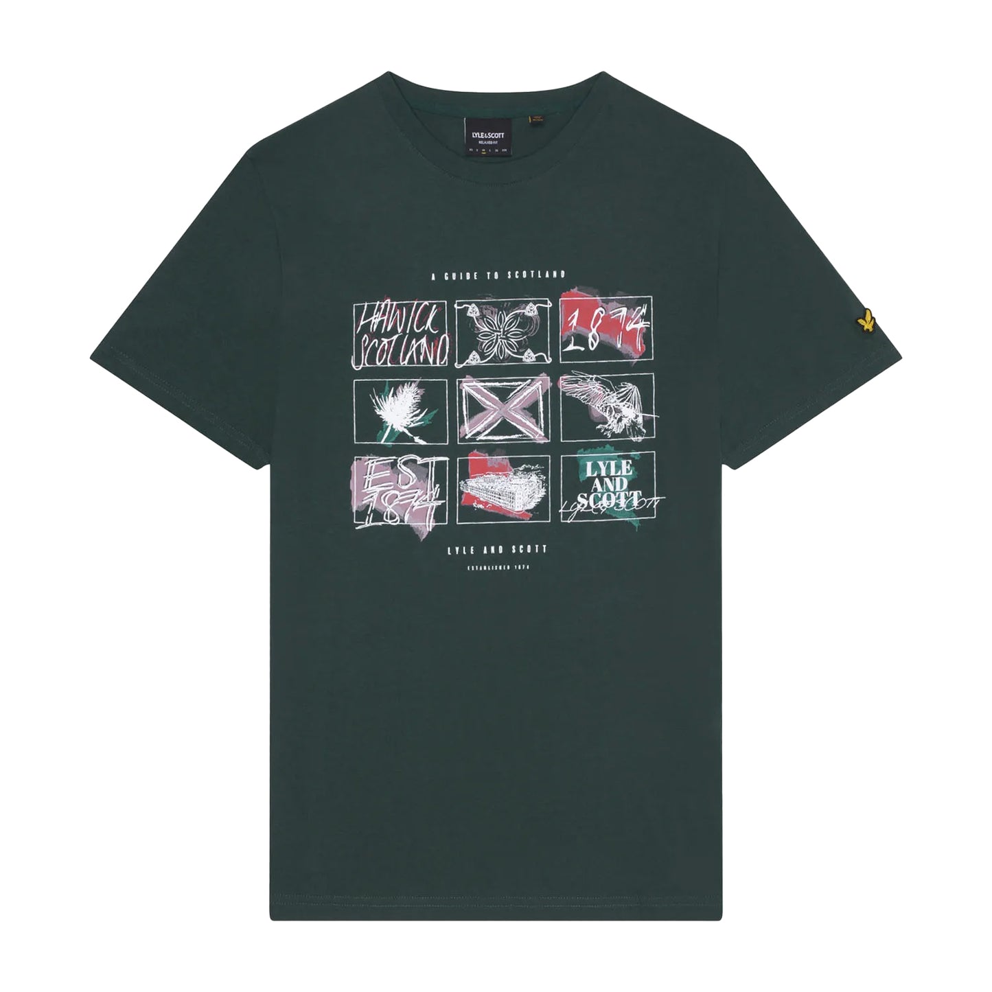 Green - Front - Lyle & Scott Mens A Guide To Scotland Graphic T-Shirt