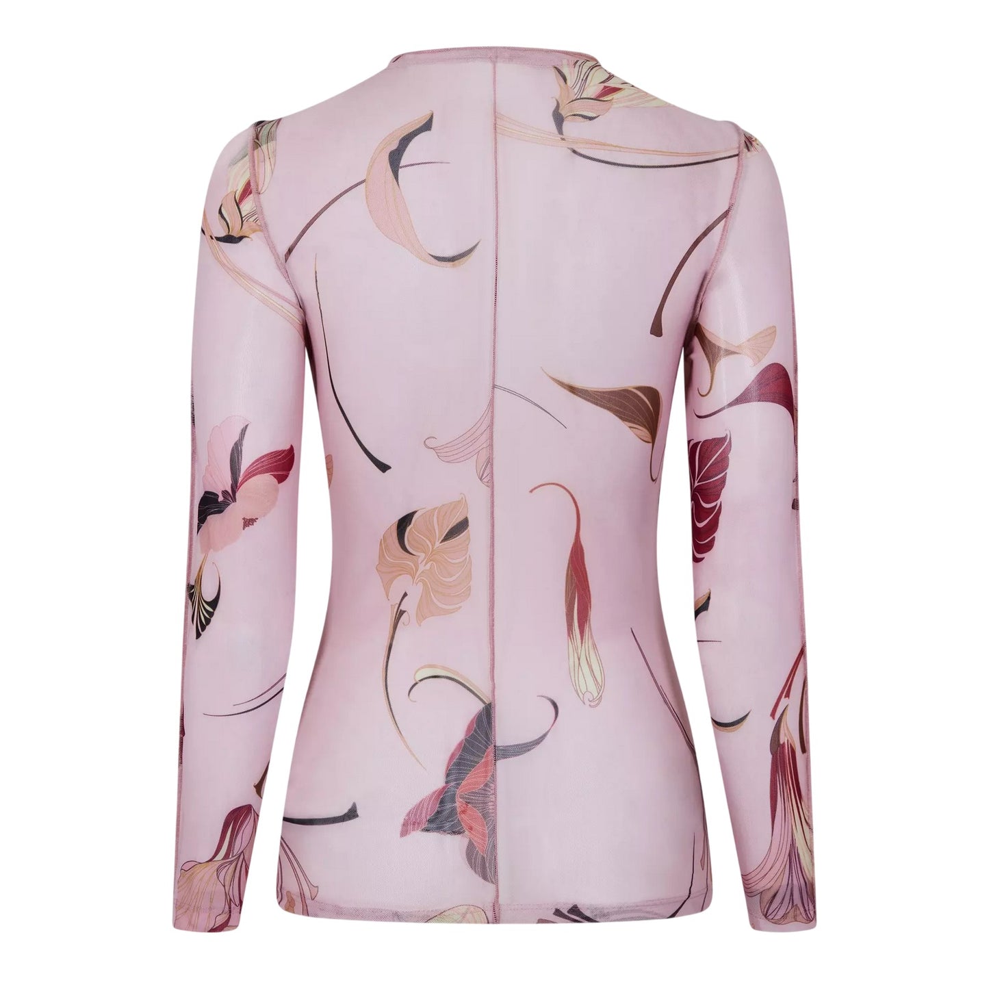 Pink - Back - Ted Baker Womens-Ladies Floral Mesh Long-Sleeved Top