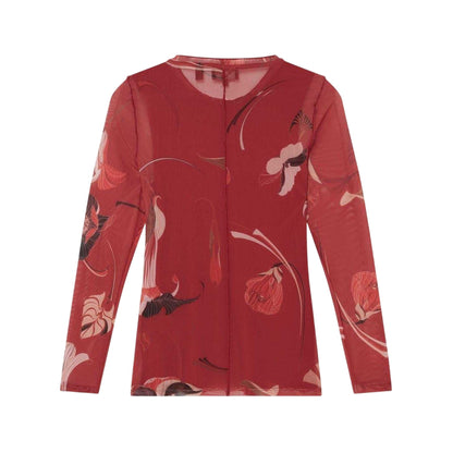Red - Back - Ted Baker Womens-Ladies Floral Mesh Long-Sleeved Top