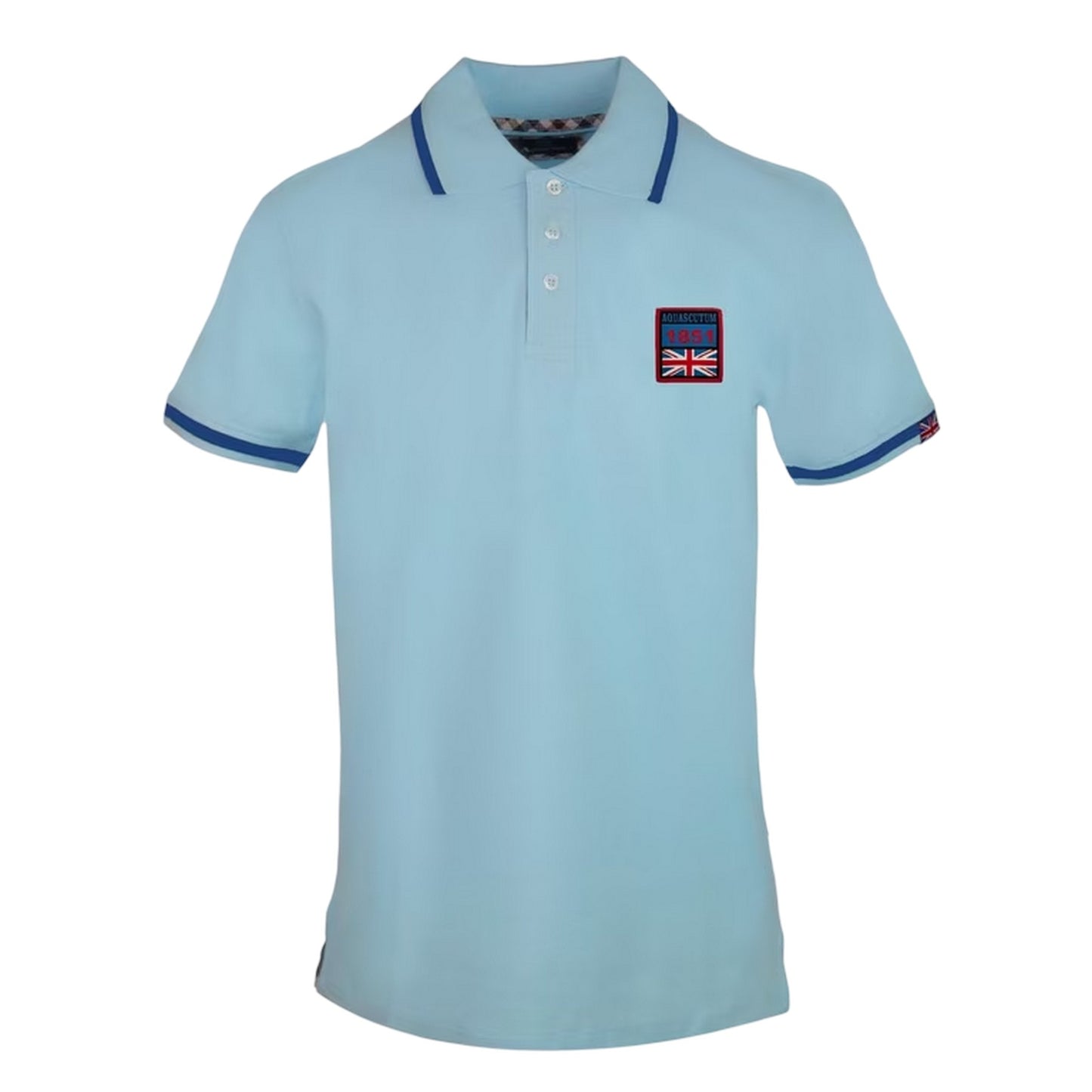Blue Cielo - Front - Aquascutum Mens Embroidered Patch Polo Shirt