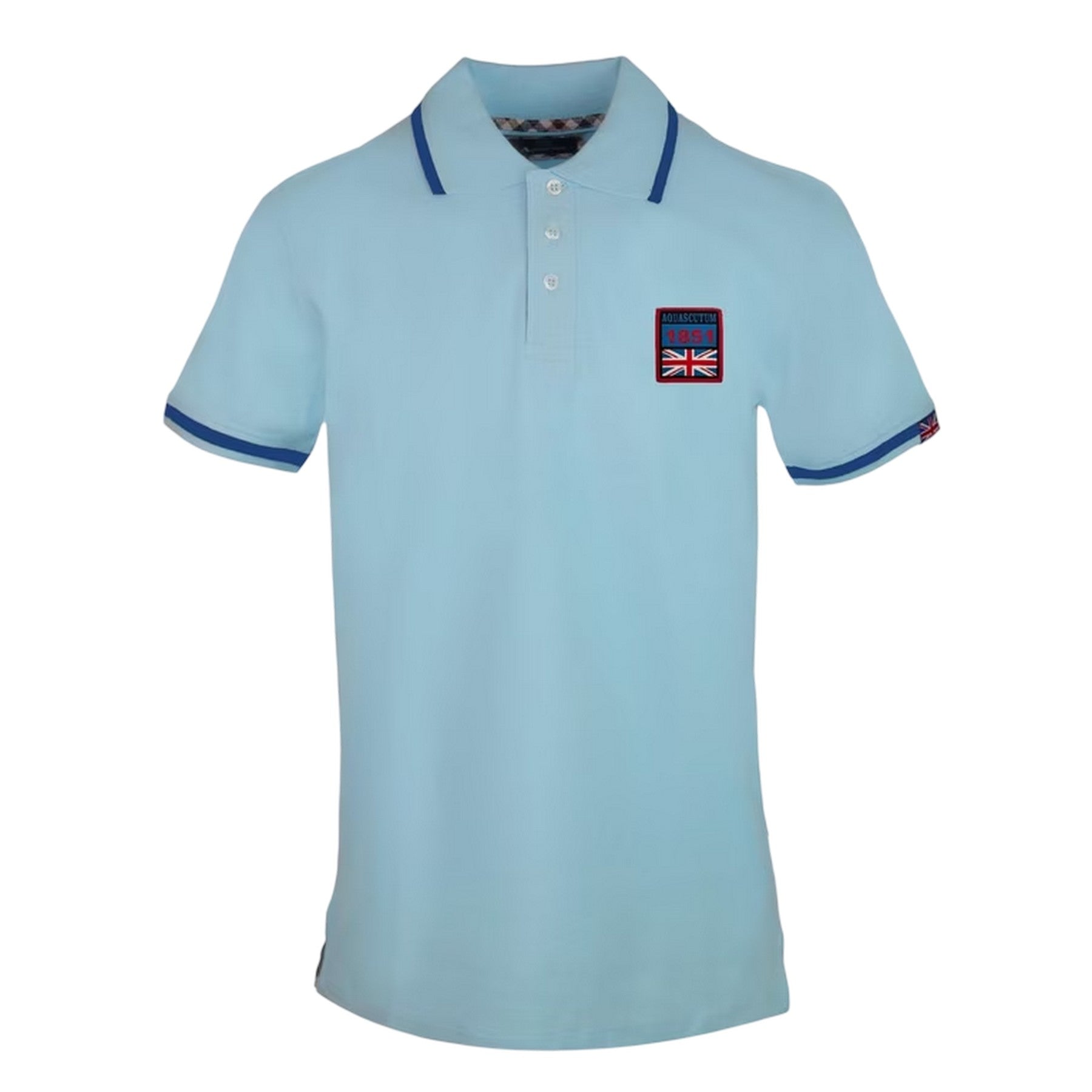 Blue Cielo - Front - Aquascutum Mens Embroidered Patch Polo Shirt